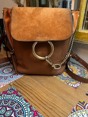 Chloe Faye Suede & Leather Mini backpack/ Shoulder Bag